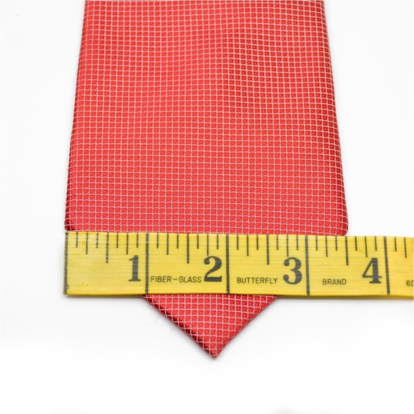 BRIONI Silk Micro-Check Motif Tie in Bright Red - Picture 8 of 9